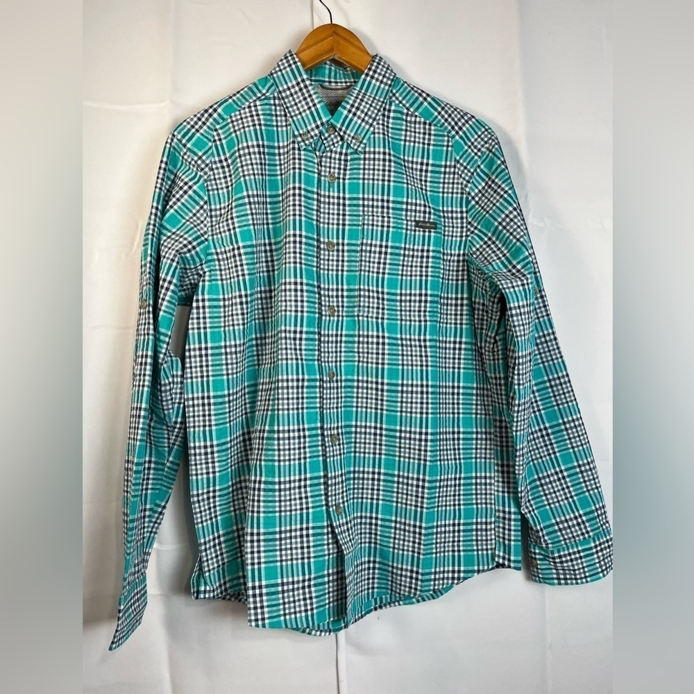 Eddie Bauer Men’s Plaid Outdoor.Hiking Button Up Shirt Green Size M New